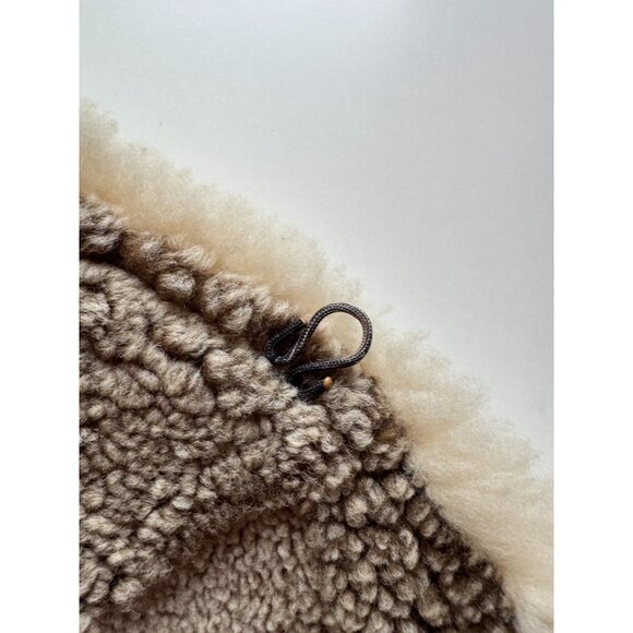 Girls' Brown 100% Suede Leather Genuine Shearling Trim Vest - Picture 9 of 10